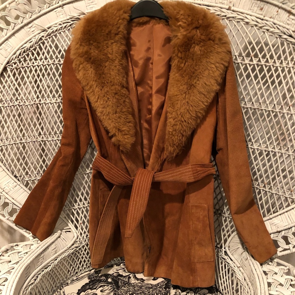 Gorgeous brown suede and shearling coat